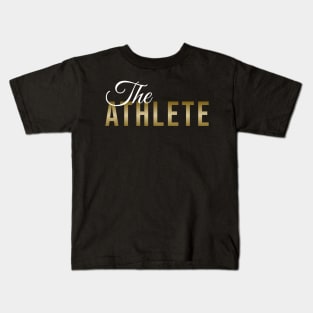 The ATHLETE (DARK BG) | Minimal Text Aesthetic Streetwear Unisex Design for Fitness/Athletes | Shirt, Hoodie, Coffee Mug, Mug, Apparel, Sticker, Gift, Pins, Totes, Magnets, Pillows Kids T-Shirt